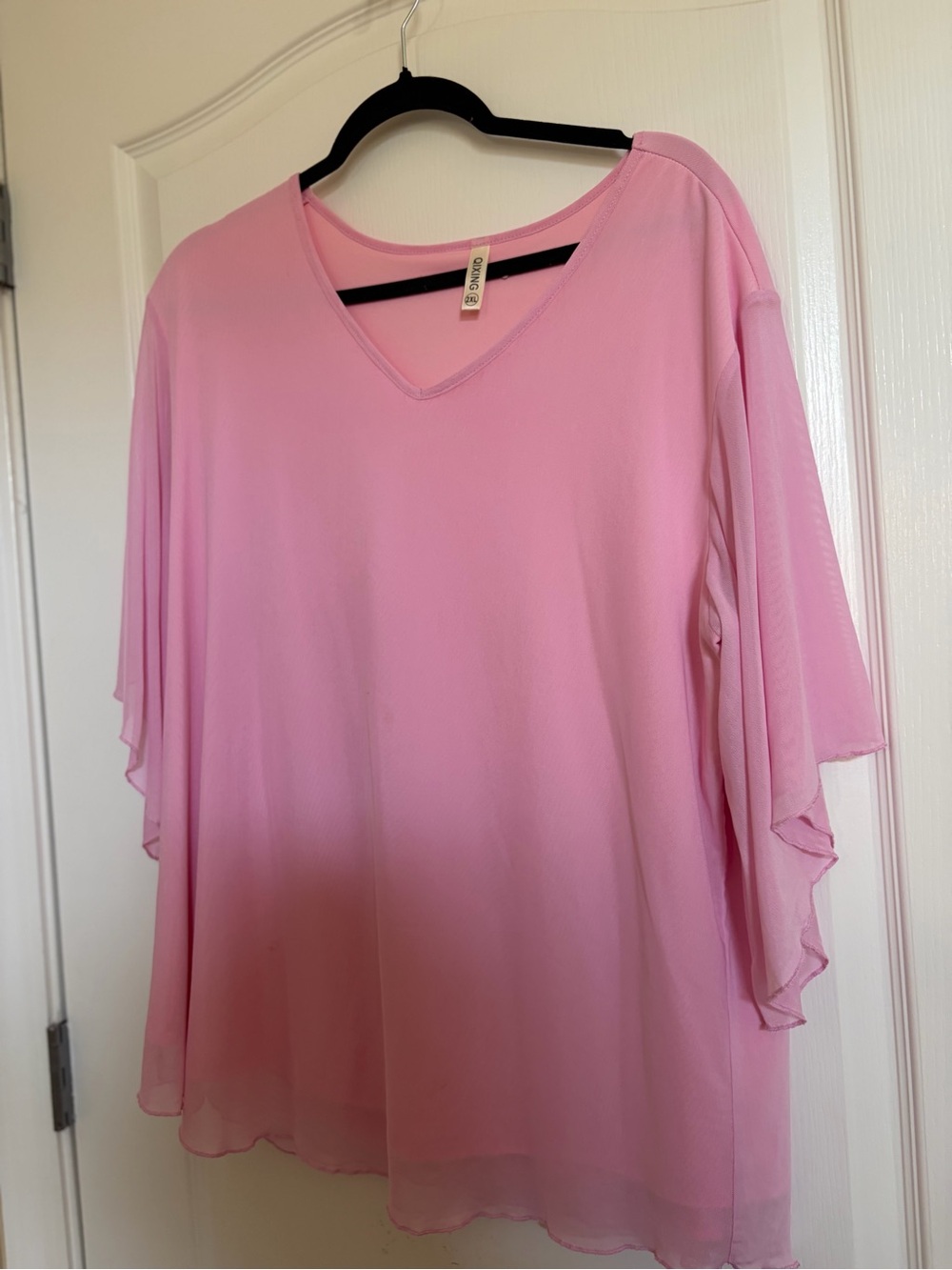 Lightweight Pink V-Neck Women's Top